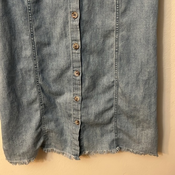 KUT denim relax shirt in a mini dress form bottom down size S chest pocket tunic - Picture 7 of 11